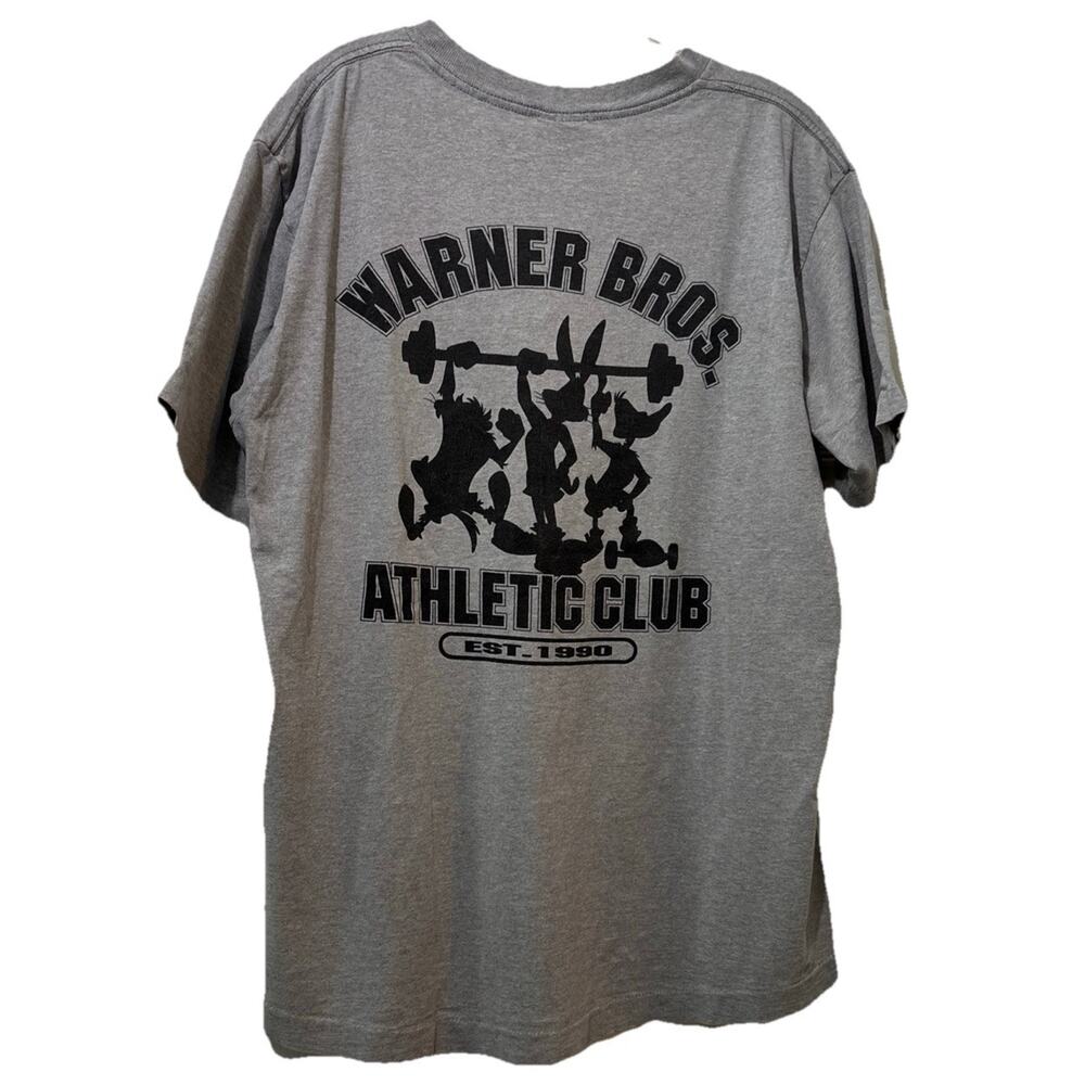 Warner Brothers Athletic Club Vintage 1991 T-shirt Workout Size Large Gray USA